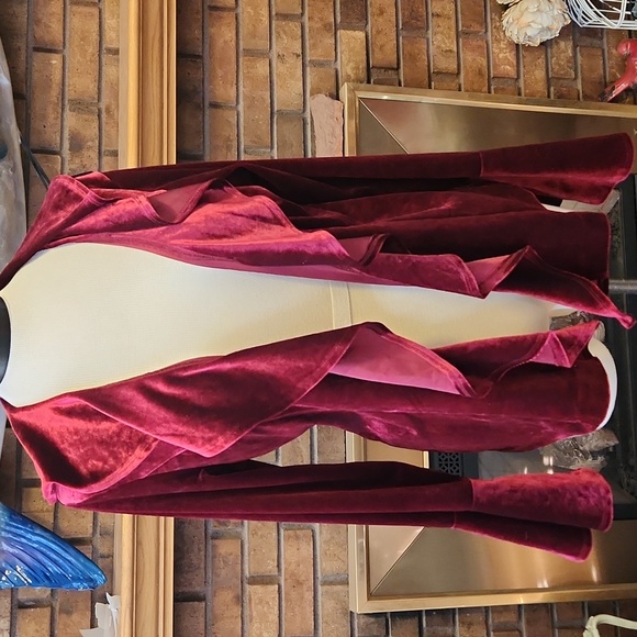 Notations Jackets & Blazers - Whimsy Castlecore Maroon Velvet Ruffled Jacket Size Large On Trend Fairy Witchy